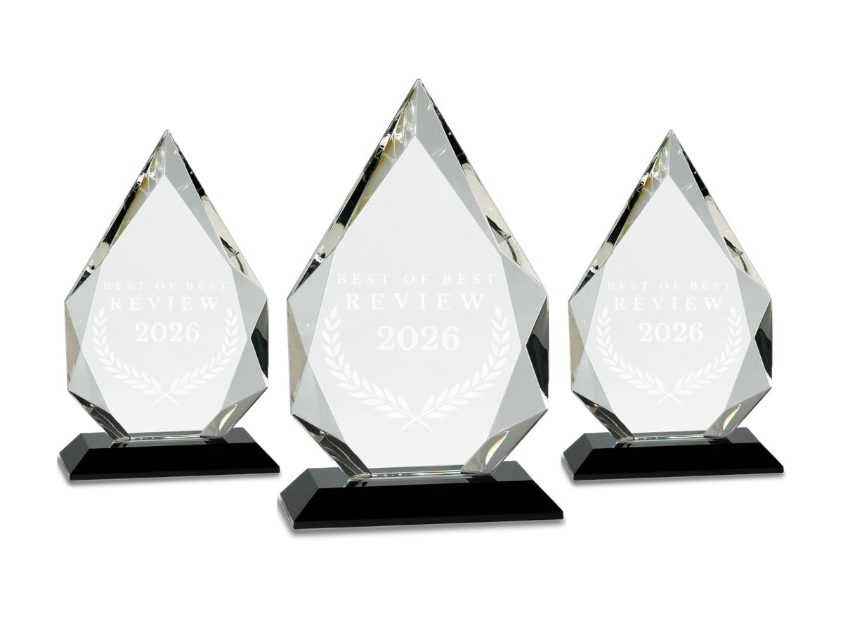 Trofeos Best of Best Review 2026 mostrados por Theus.